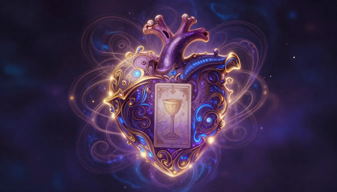 A mystical, glowing heart surrounded by intricate, swirling ...