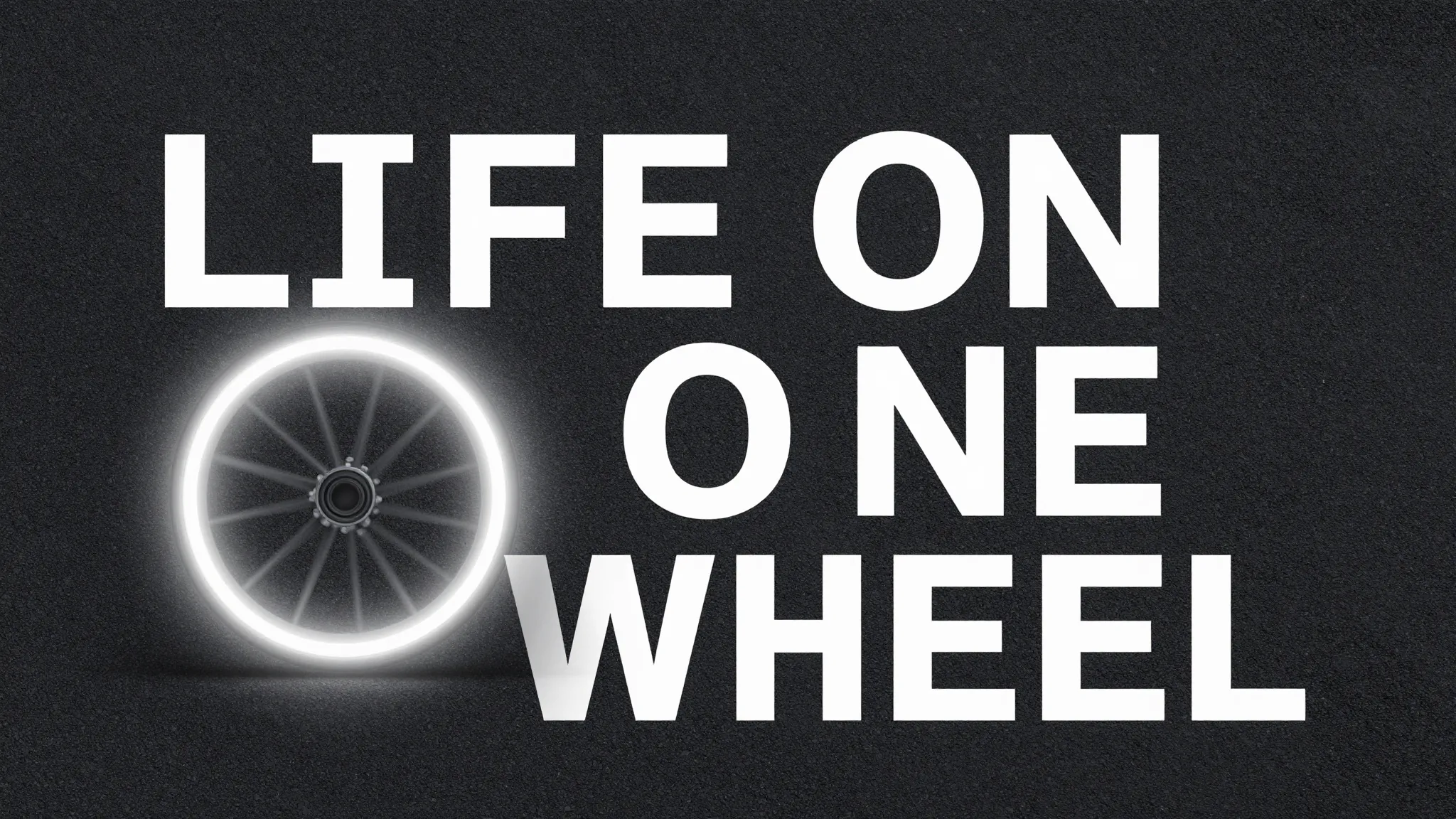 Minimalist book cover design, title 'LIFE ON ONE WHEEL', a s...