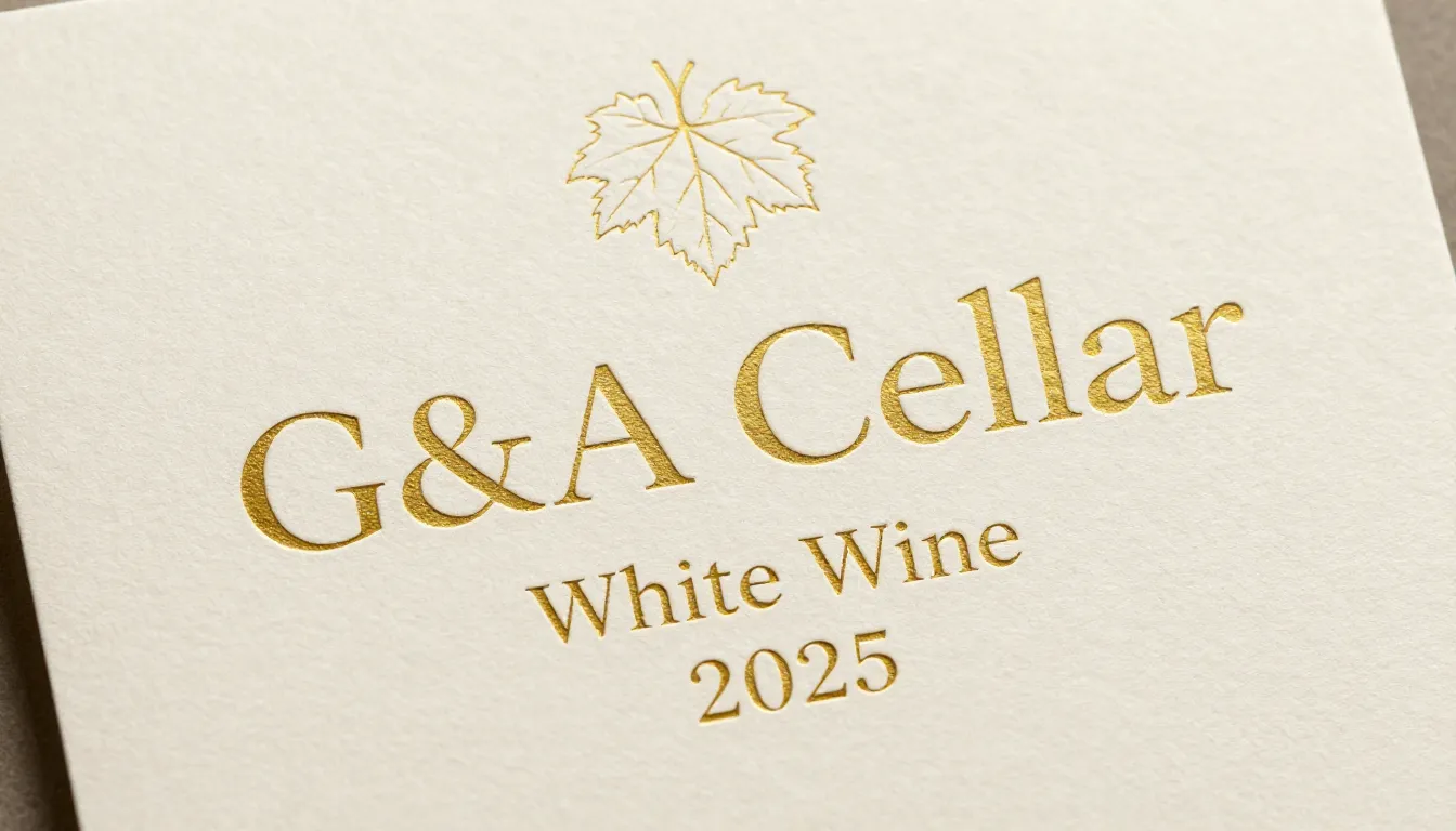 A premium, minimalist wine label design on a textured cream ...