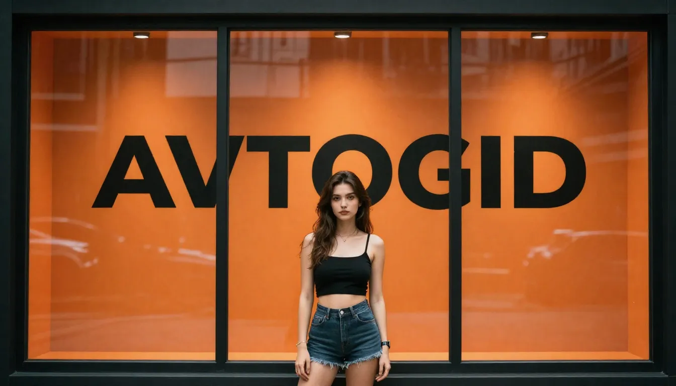 Central panel of a three-window display. A stylish, confiden...