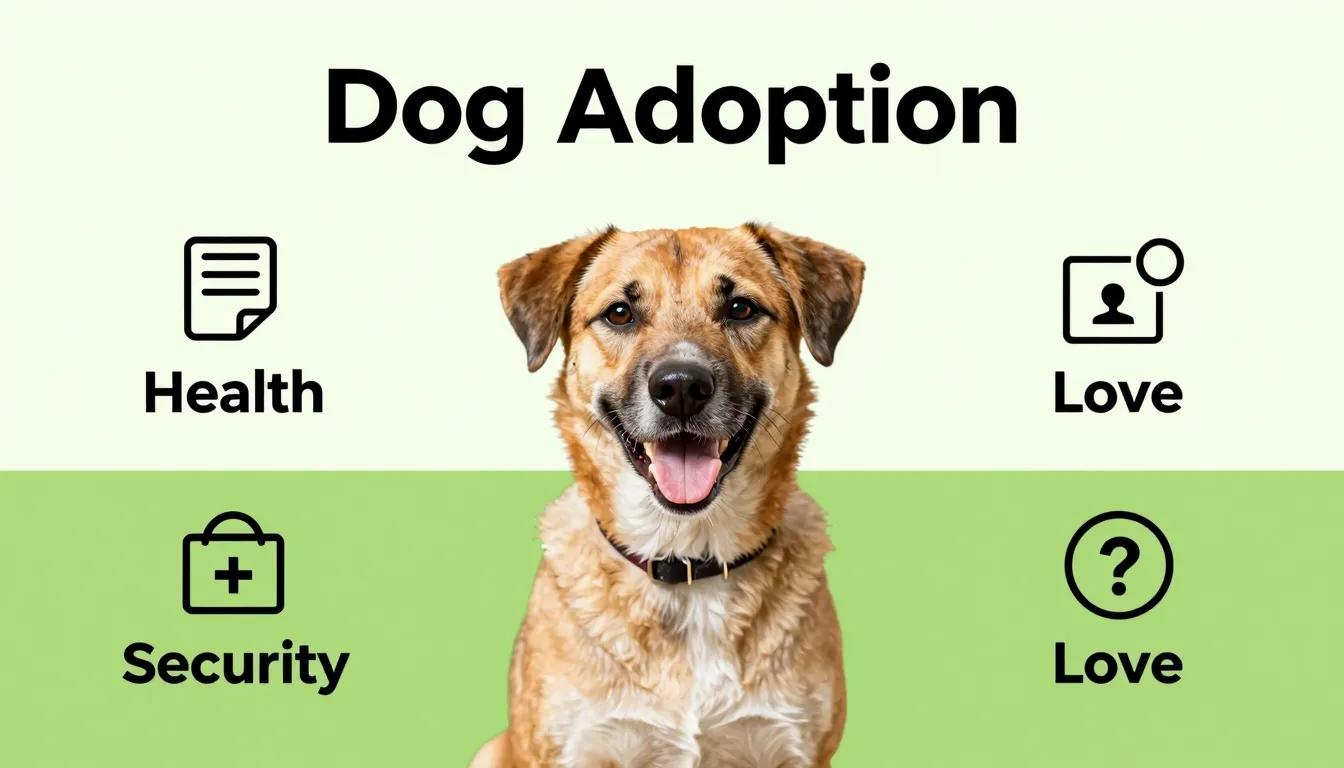A professional infographic for a dog adoption ad, 3:4 vertic...