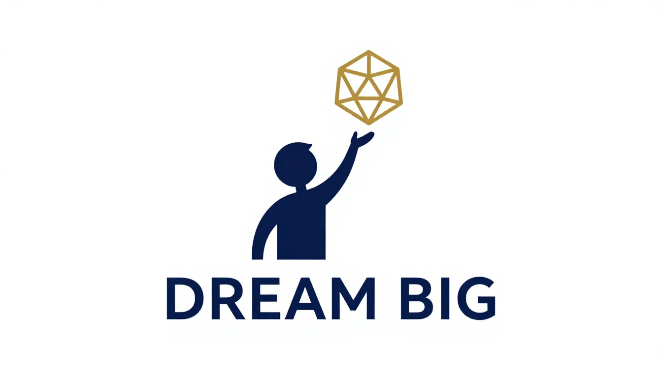 Minimalist logo design for a brand named 'DREAM BIG'. The lo...