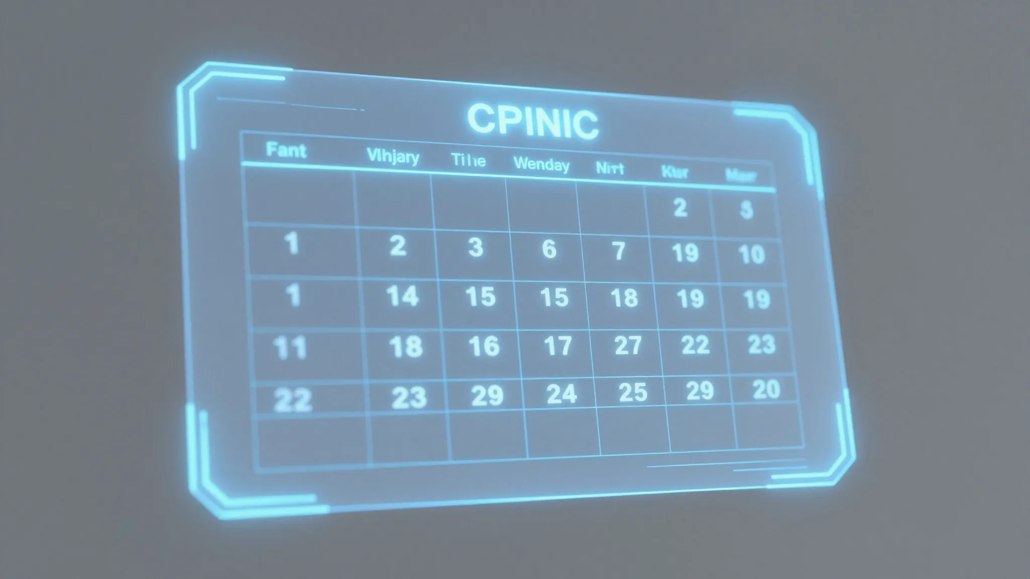 A futuristic holographic calendar showing upcoming events, g...