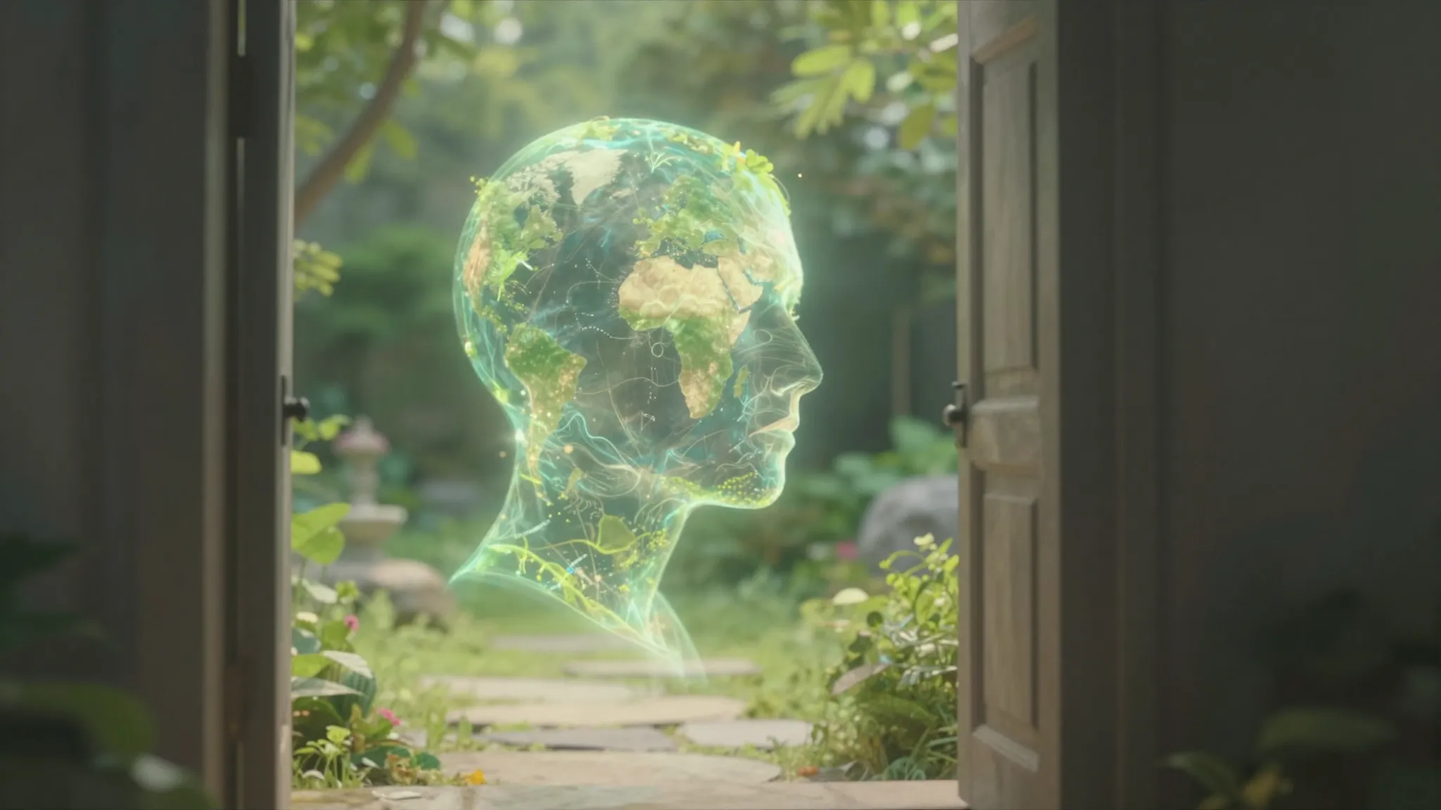 A conceptual image of a secret inner world inside a person's...
