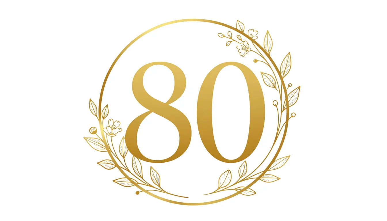 Elegant logo design featuring the number '80' in thin, curly...