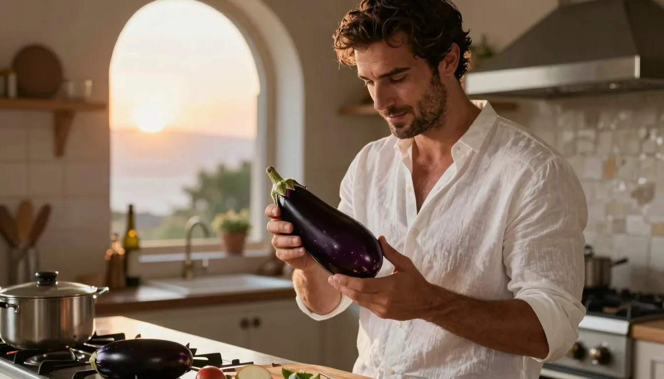 A handsome charismatic Italian man in a white linen shirt co...