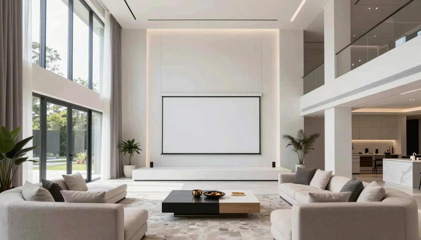 Modern luxury house interior, white box stage, spacious livi...
