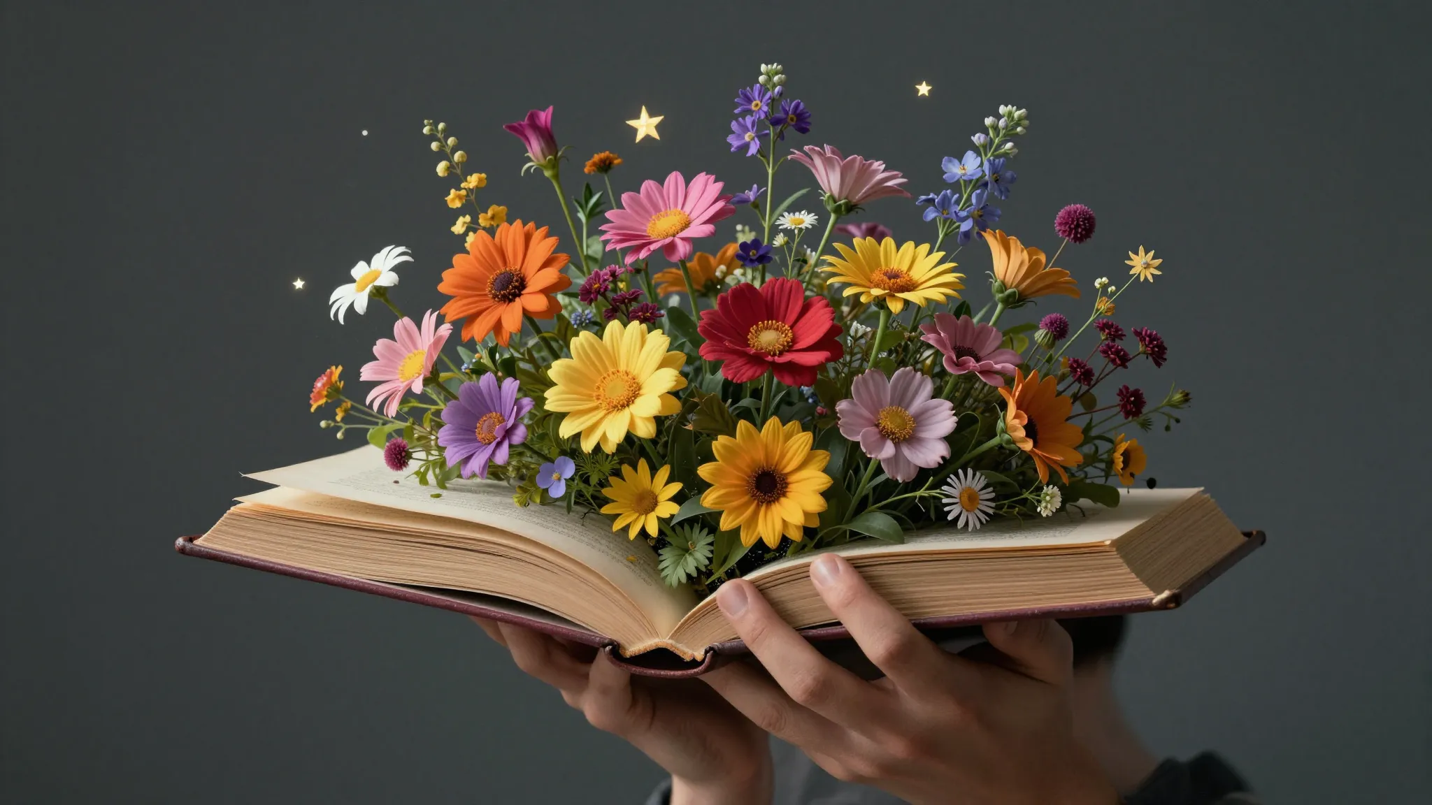 Surreal art showing a person's head opening like a book, wit...