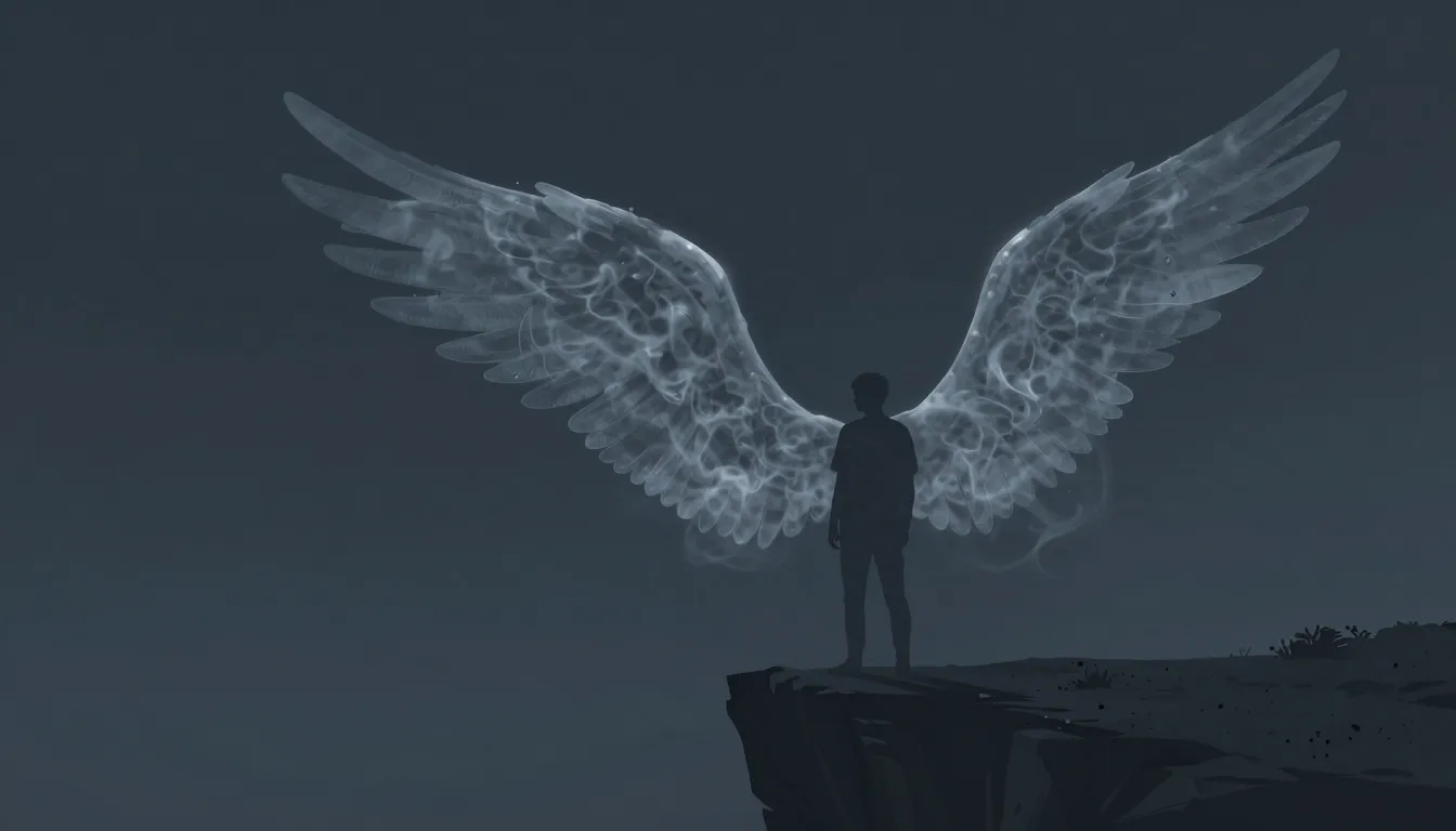 Surreal illustration of a silhouette of a man standing on a ...
