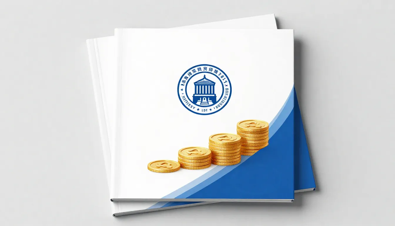 A professional business report cover design with a stylized ...