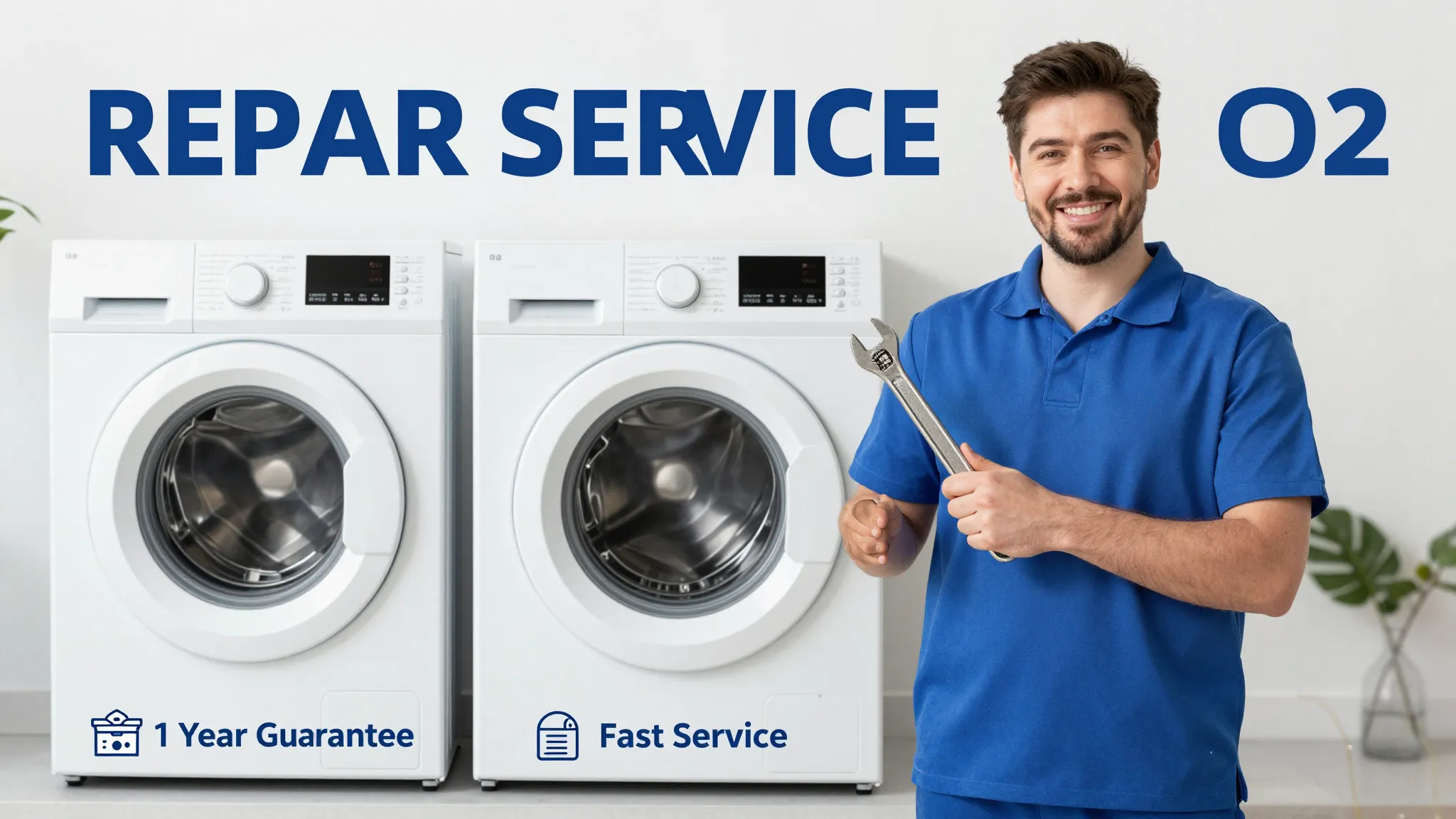 Professional infographic for washing machine repair service....