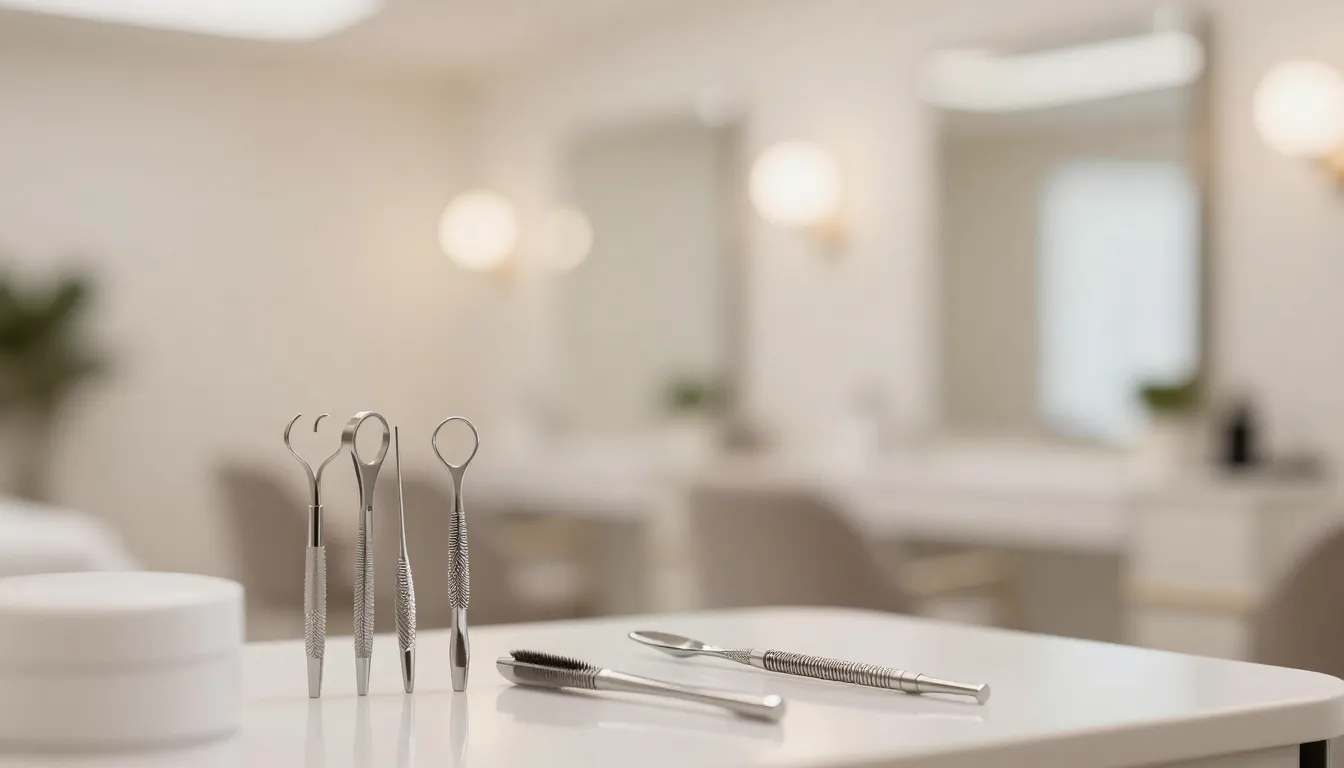 Elegant beauty salon interior background with a focus on eye...