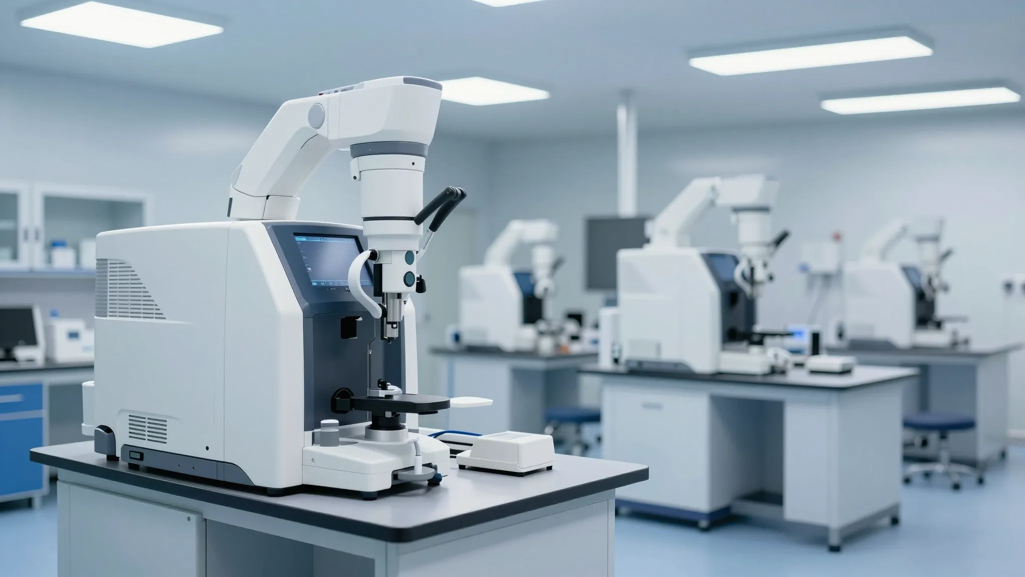 Modern medical laboratory with high-tech diagnostic machines...