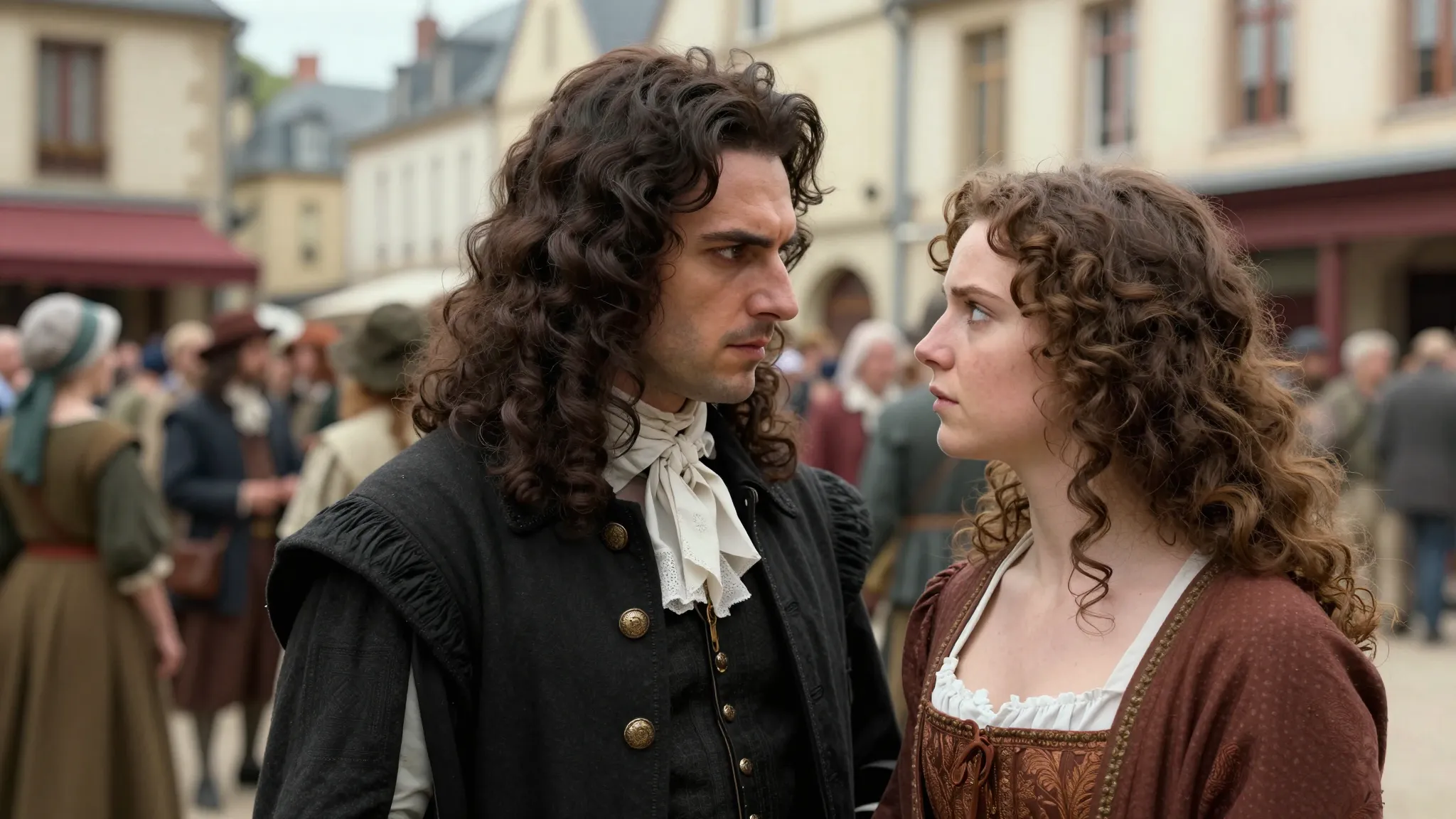 17th century France, a crowded town square, a nobleman with ...