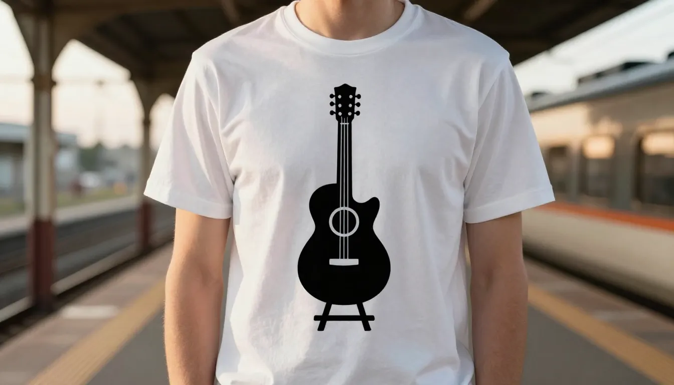 A stylish mockup of a person wearing a white t-shirt with a ...