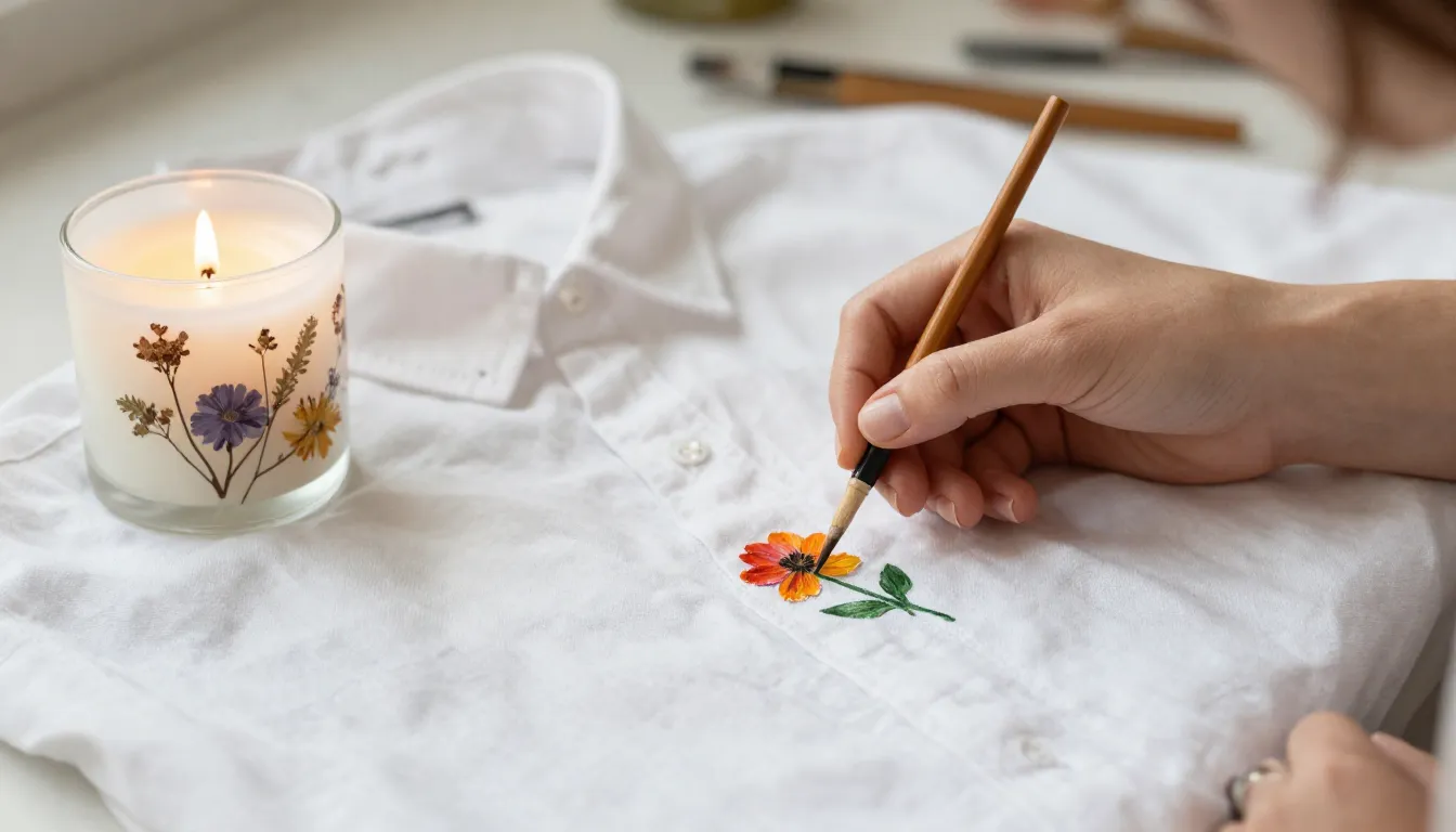 A close-up of a woman's hand delicately painting a small col...