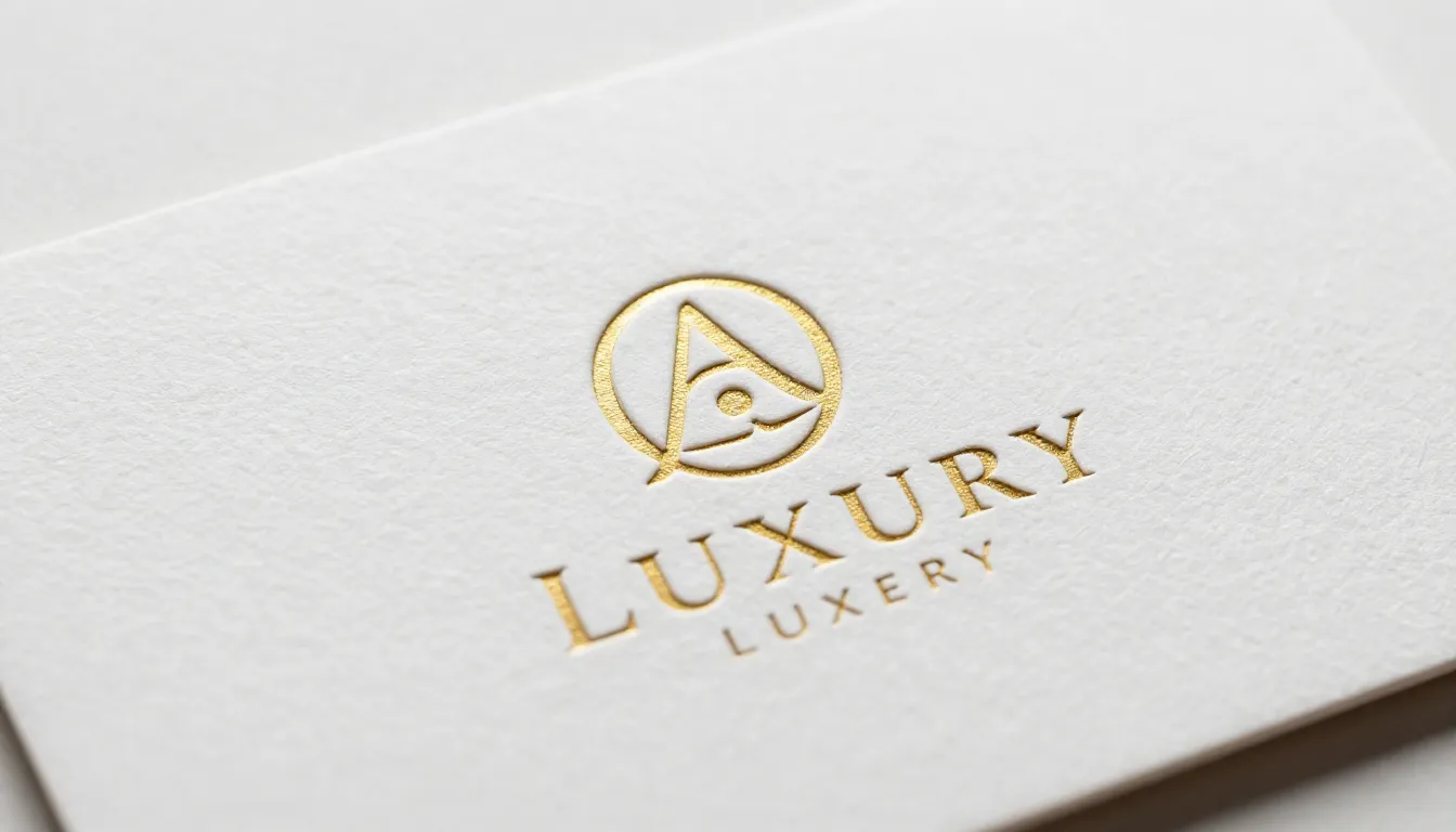 Minimalist luxury logo design on a premium textured business...