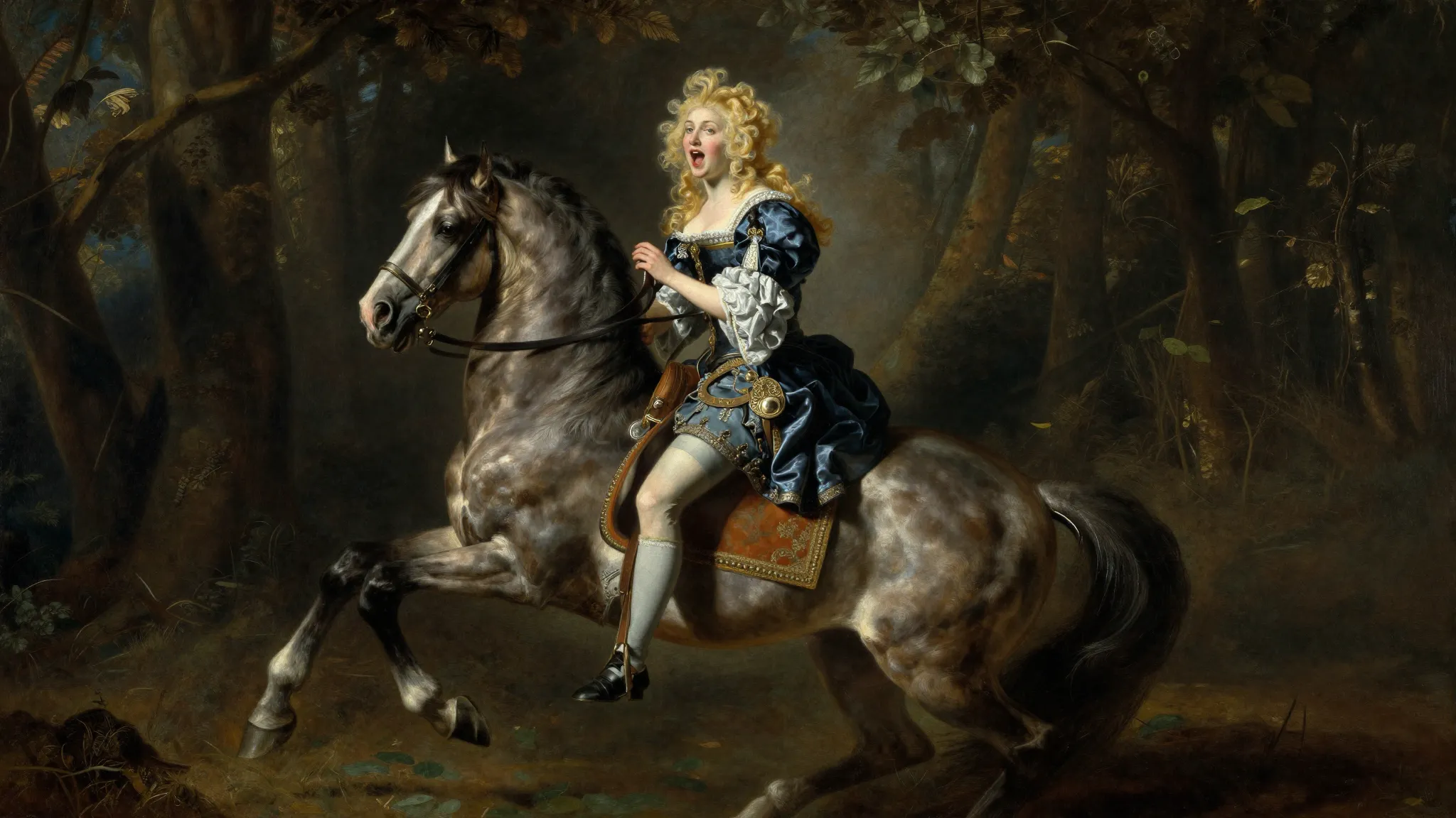 Oil painting style, 17th century France, a noble lady with g...