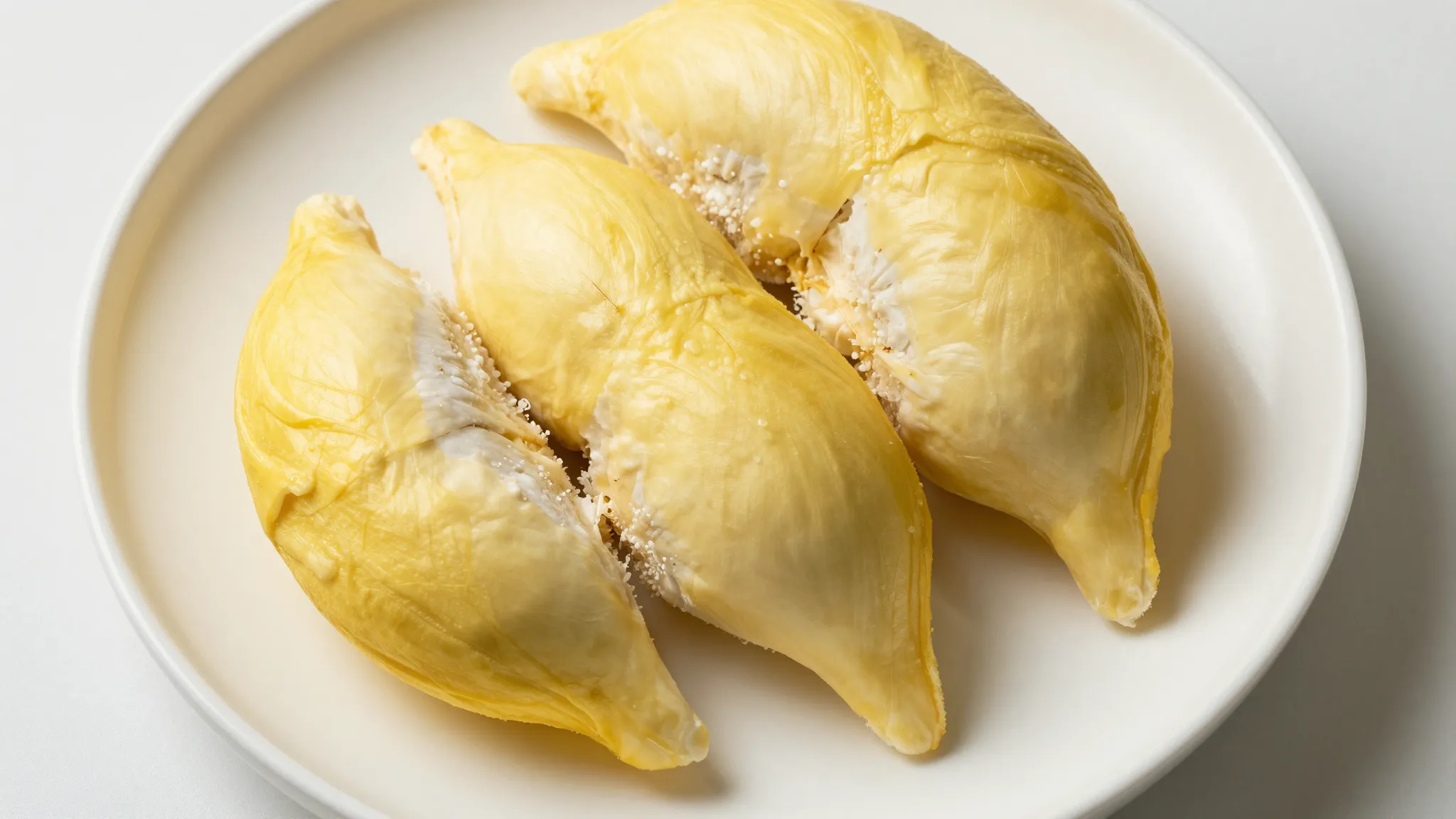 Top view of premium durian segments arranged beautifully on ...