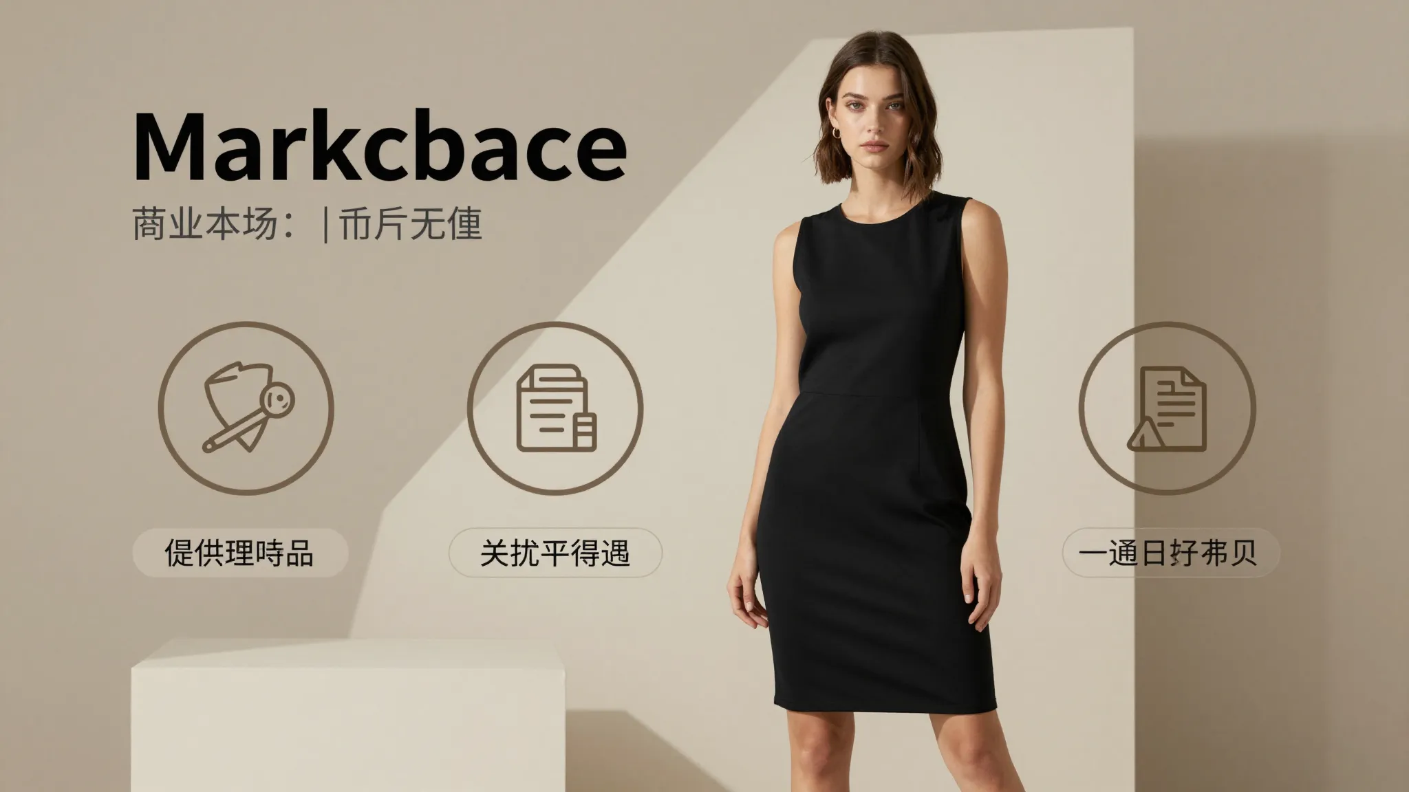 Professional marketplace infographic, black cotton dress on ...