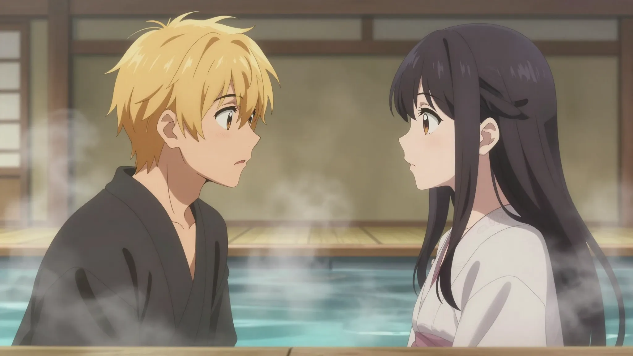 Anime style illustration, a young man with golden hair and a...