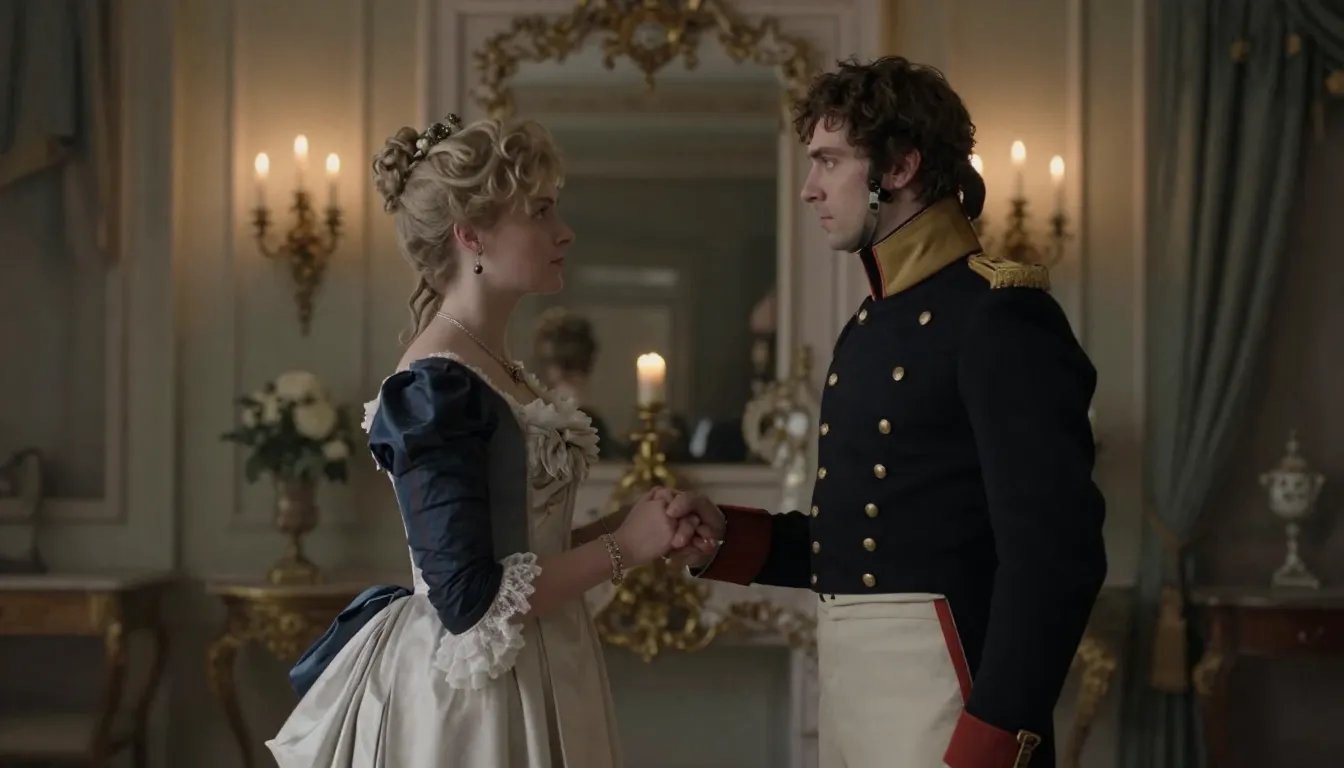 A dramatic scene in a 19th-century Russian mansion, a pale e...