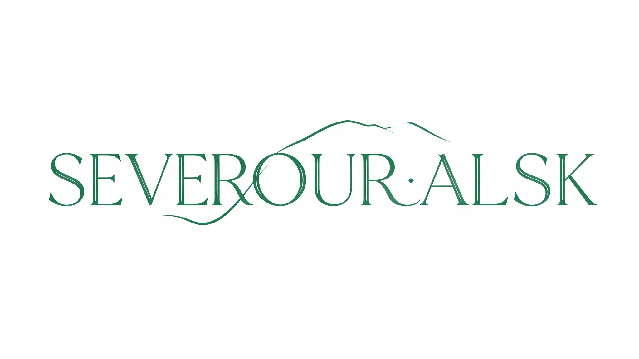 Minimalist typography, 'SEVEROURALSK' written in thin elegan...