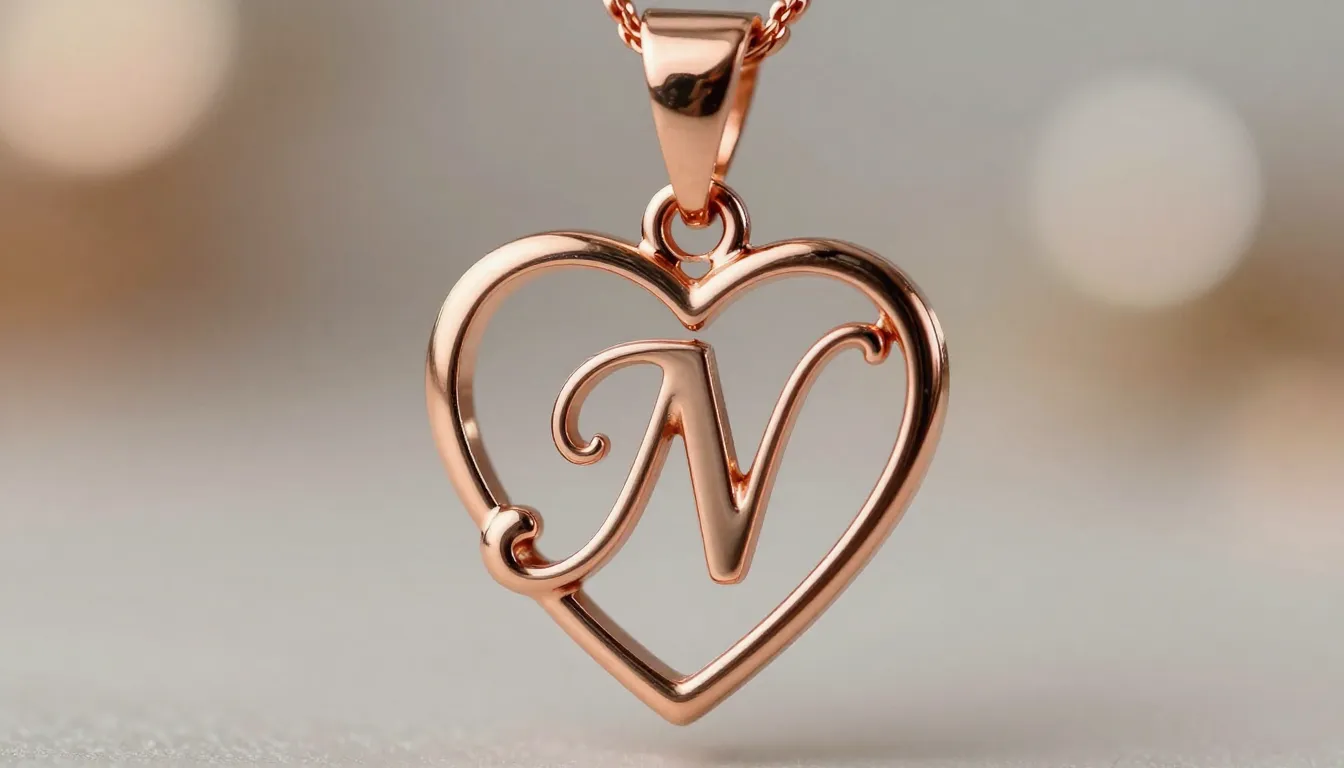 A beautiful jewelry pendant shaped like a heart with a cursi...