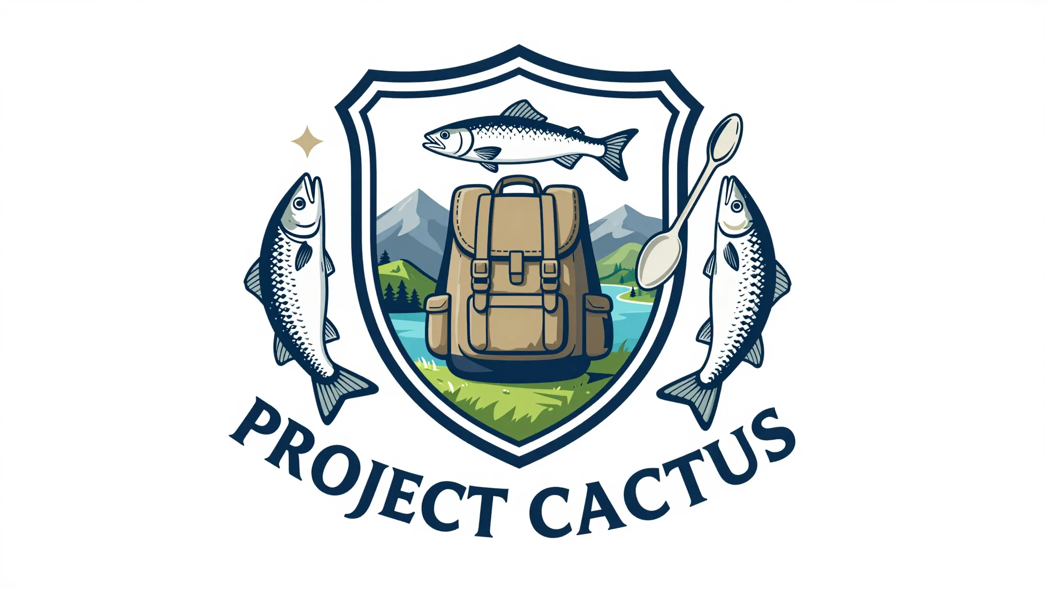 Heraldic crest logo design for a brand named 'PROJECT CACTUS...