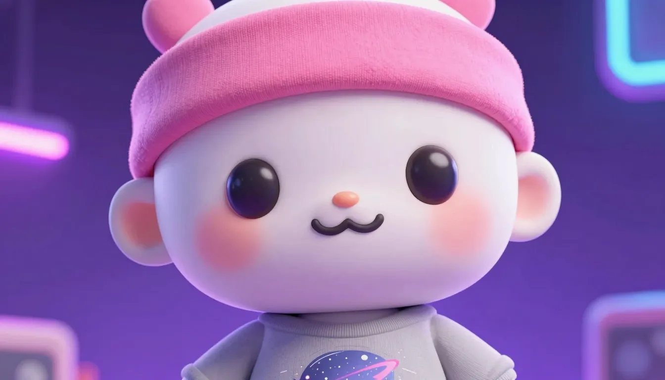 Close-up portrait of a cute cartoon alien mascot wearing a p...