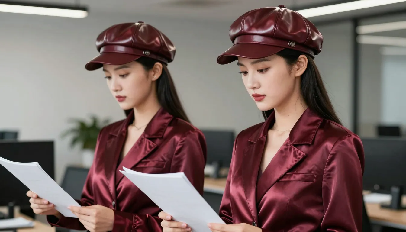 Two stylish Chinese women in a modern office setting, side v...