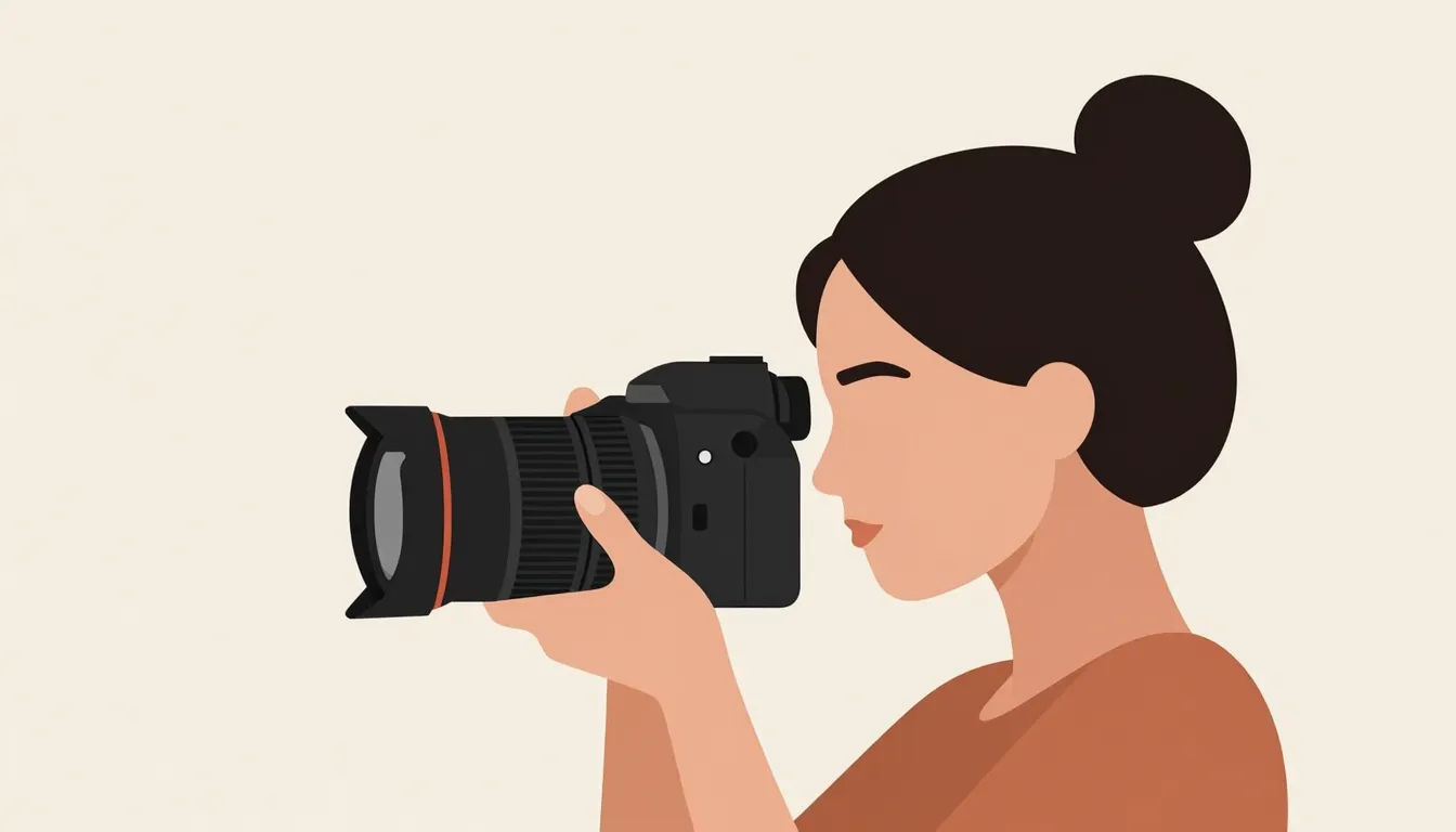 Modern vector illustration of a stylish female photographer ...