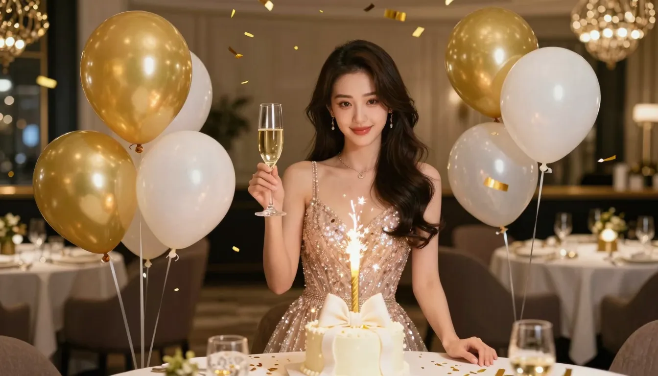 A stunningly beautiful young woman celebrating her birthday ...