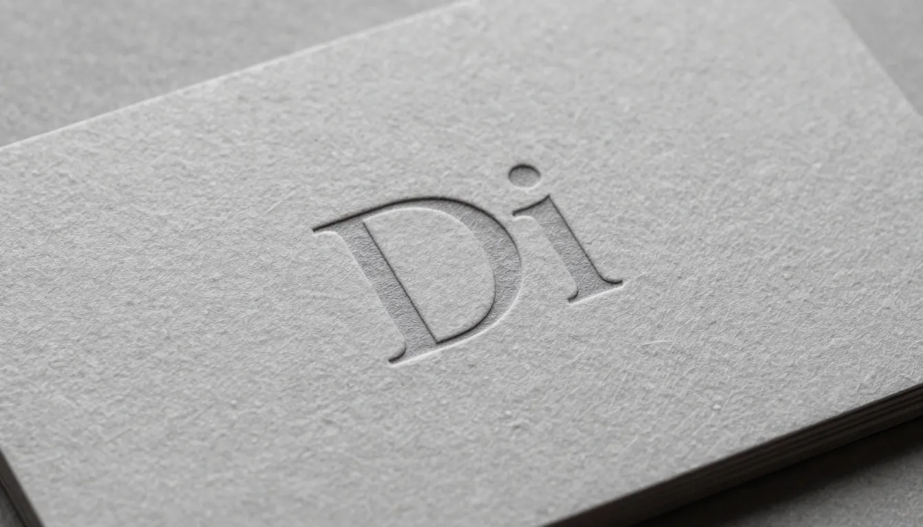 A close-up of a premium business card made of thick textured...