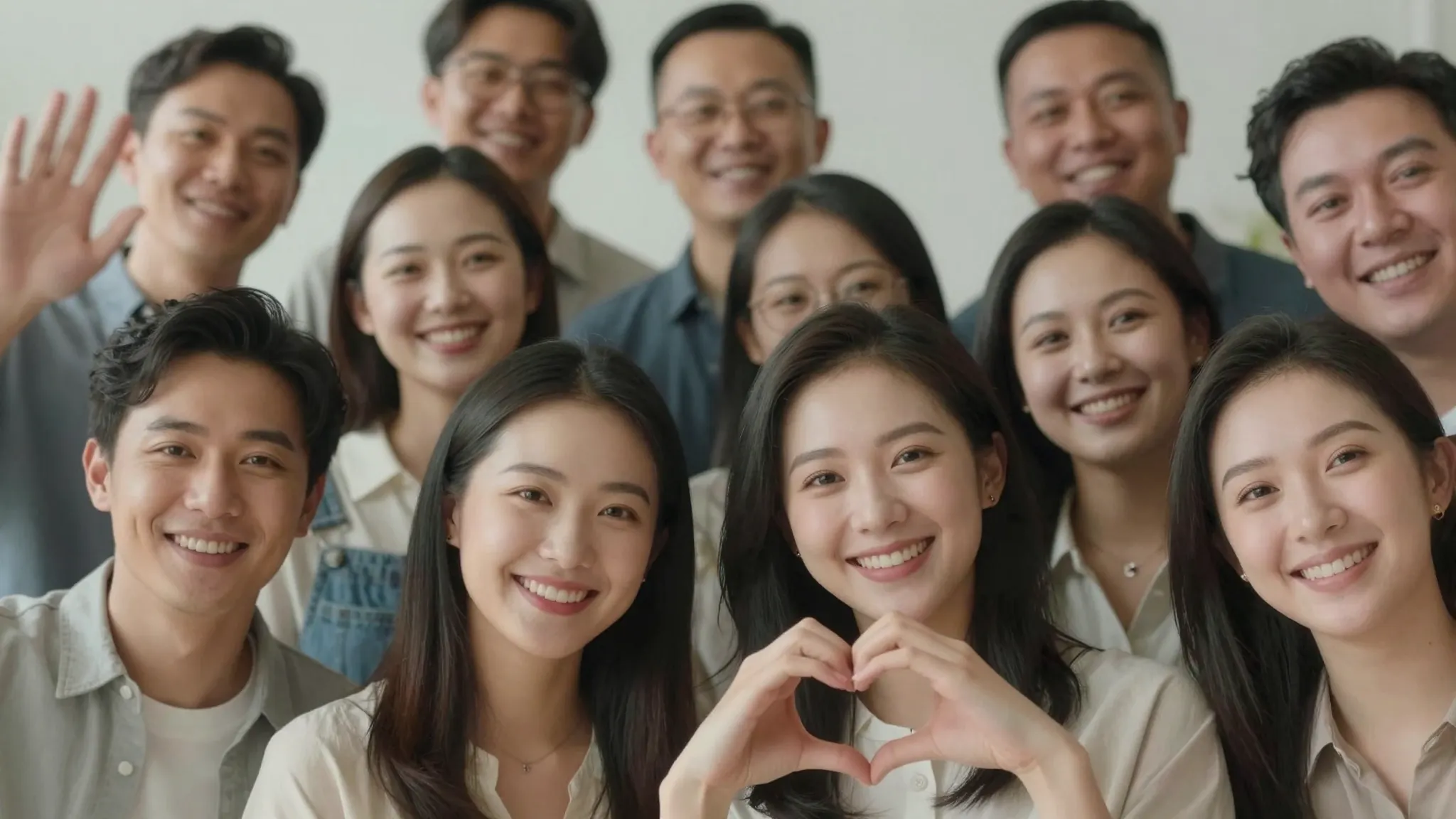 A high-quality professional photograph of a group of diverse...