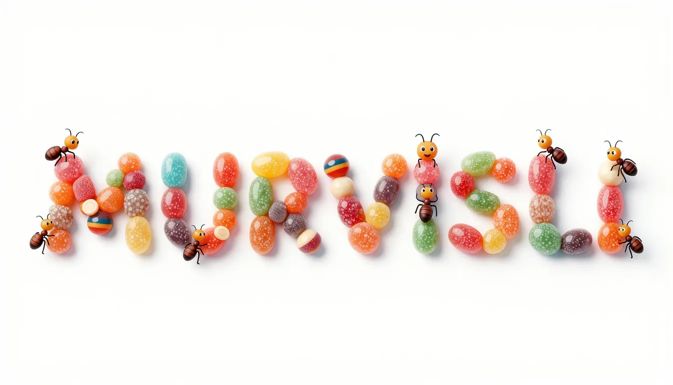 The word 'MURAVISLI' written in 3D bubble letters made of ca...