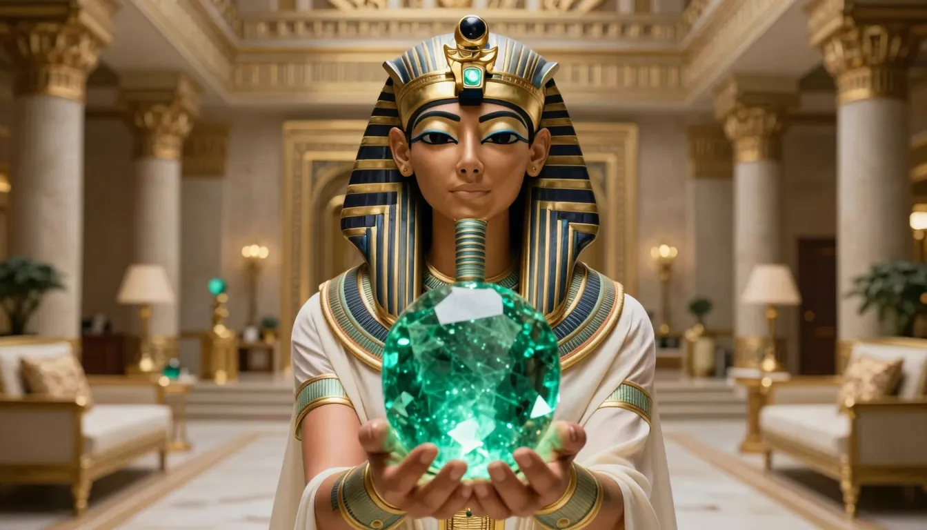 Cinematic close-up of an ancient Egyptian queen holding a la...