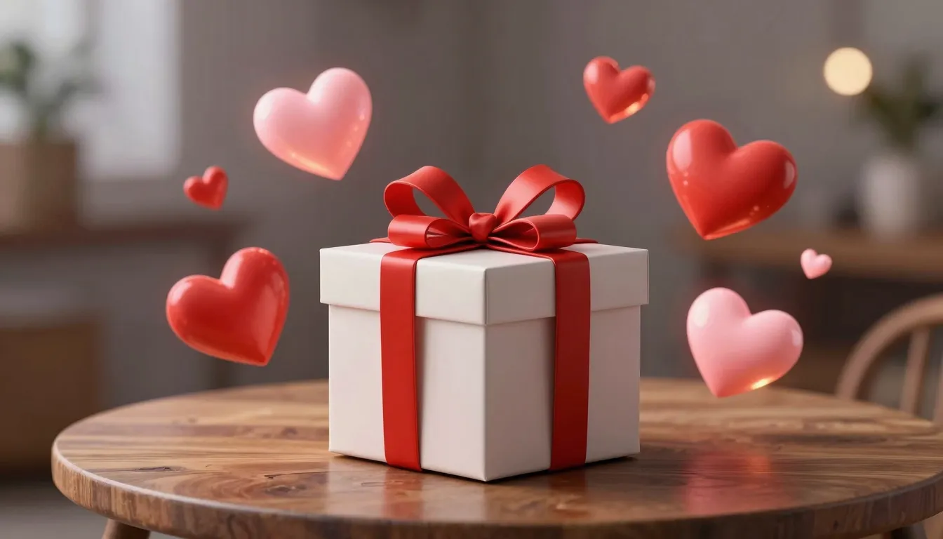 A professional lifestyle photograph of a stylish gift box on...