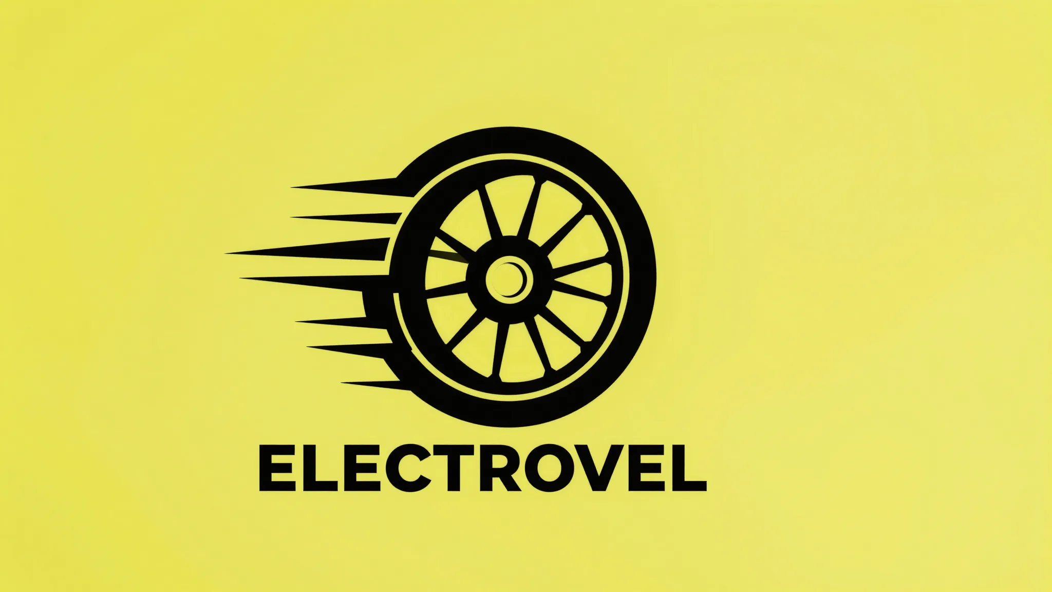 Modern emblem logo for 'ELECTROVEL', stylized black wheel wi...