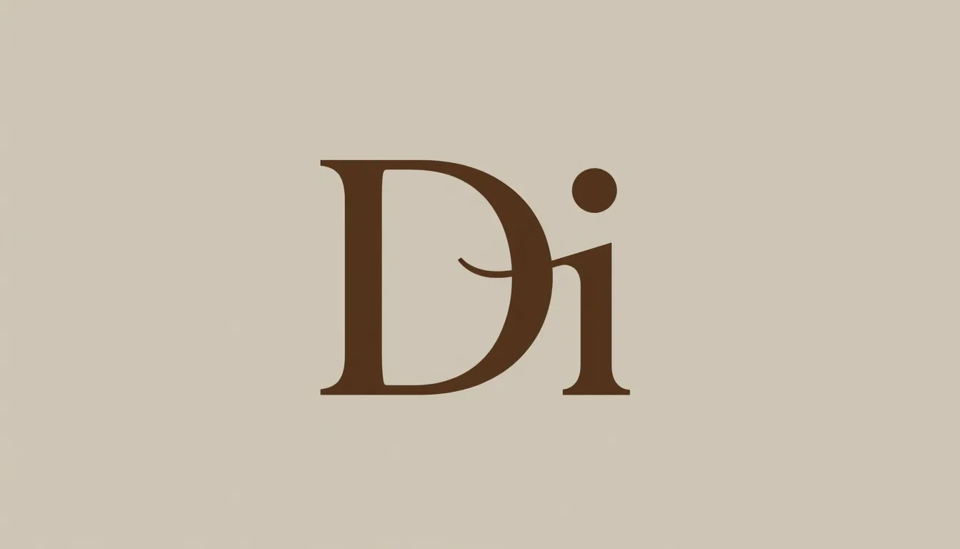 Logo design 'Di'. Minimalist monogram with graceful, wavy co...
