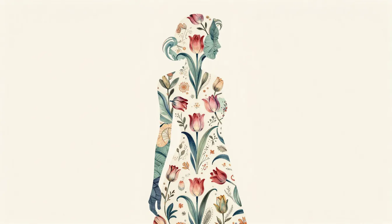 Elegant silhouette of a woman integrated with traditional Tu...