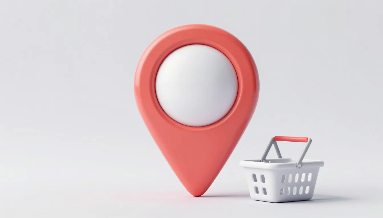 A stylish map pin icon on a clean background with a small sh...