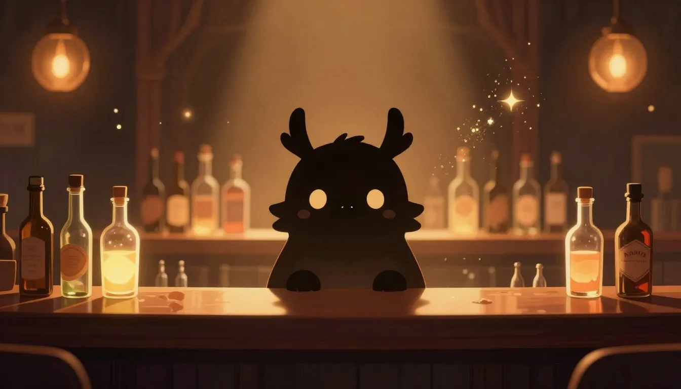 A mysterious and friendly small creature silhouette behind a...