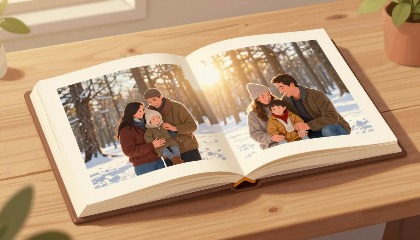 A cozy and warm scene, a digital art illustration of a beaut...