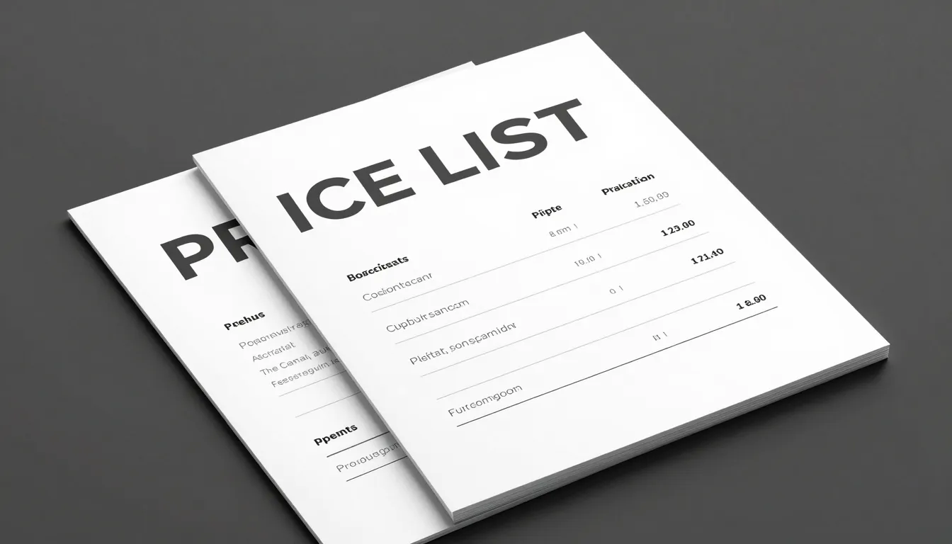 A professional and modern price list template layout, minima...