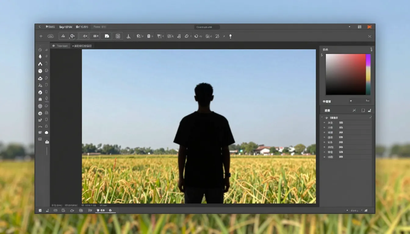 A digital demonstration of a photo editing process where a p...