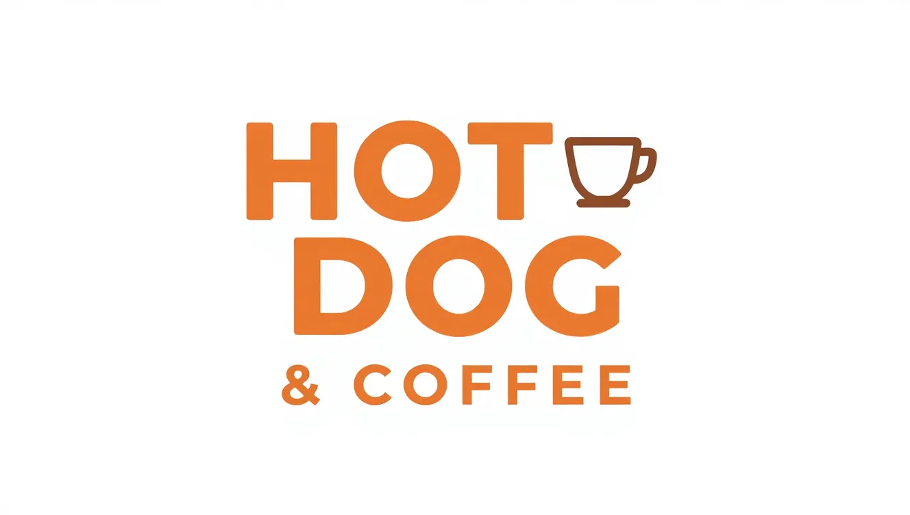 Logo design for a cafe named 'HOT DOG & COFFEE', minimalist ...
