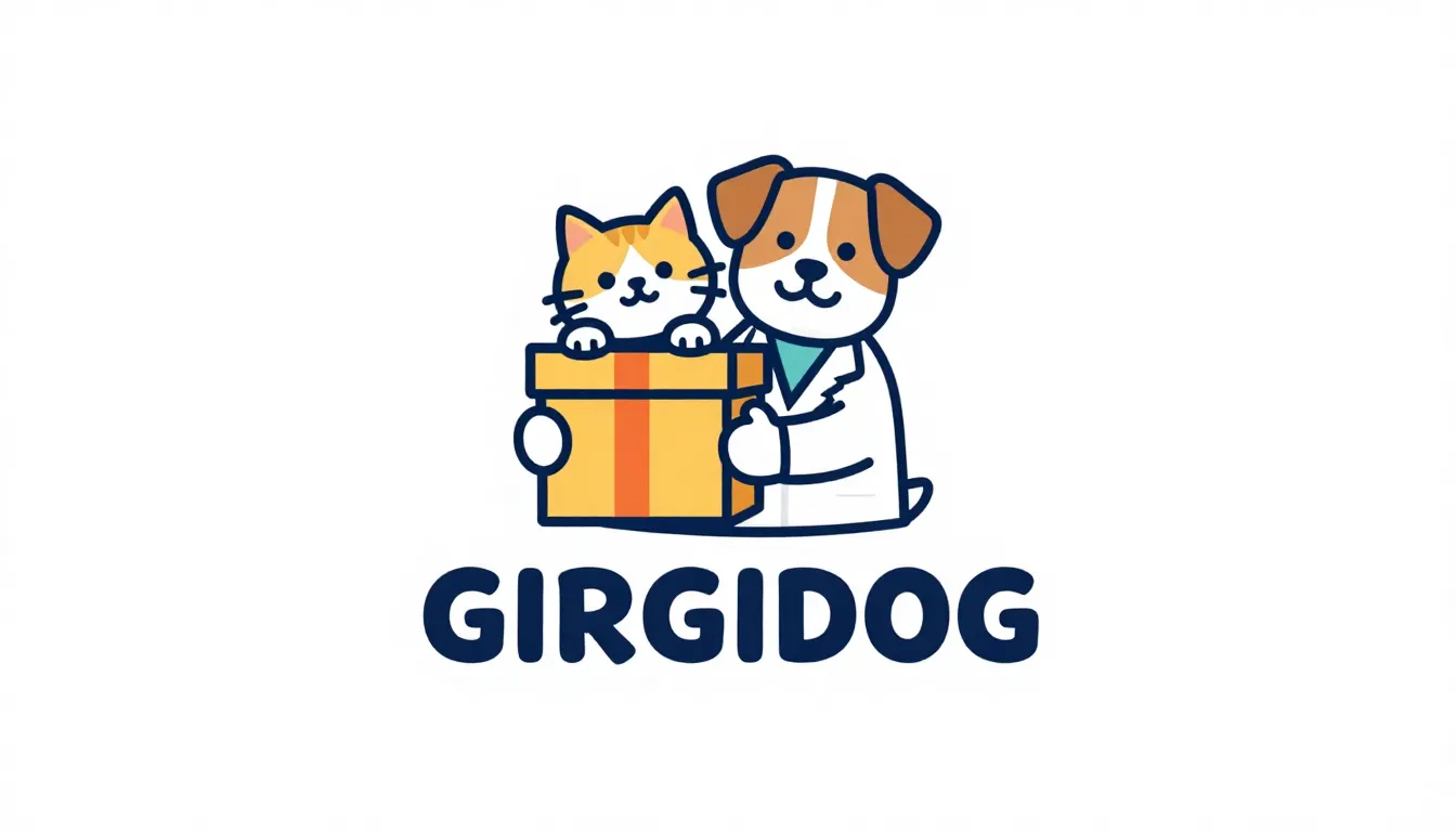 Whimsical and professional logo for 'GIRGIDOG'. A veterinari...