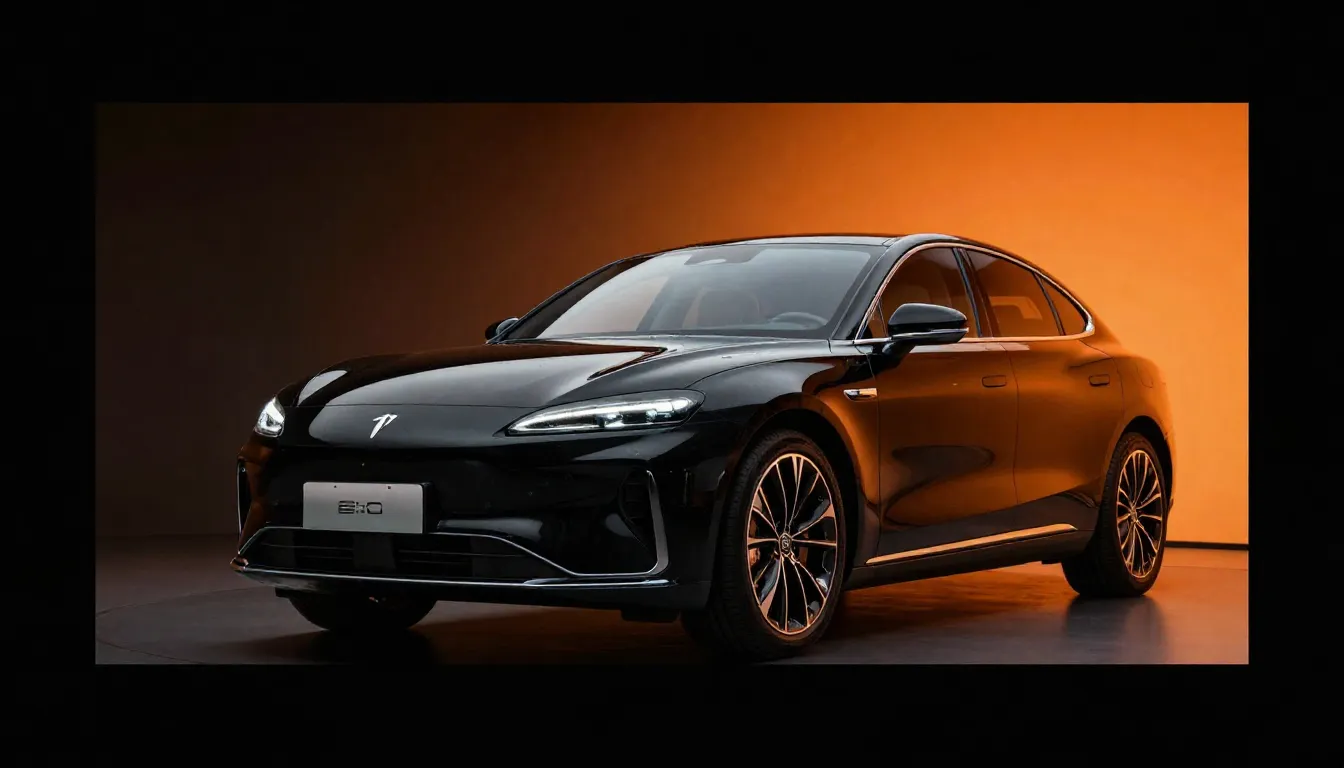 Third window poster. Front side of a modern black luxury car...