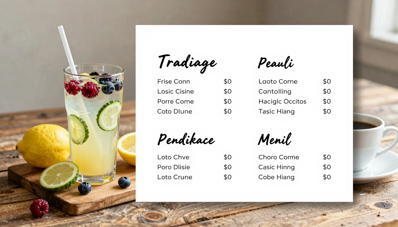 A beautiful aesthetic beverage menu template for a rustic ca...